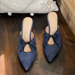 Something Navy blue suede mules